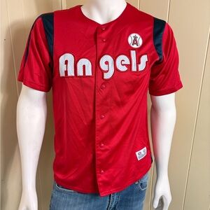 VINTAGE Los Angeles Angels Jersey Mens M Red True Fan Genuine MLB Merchandise